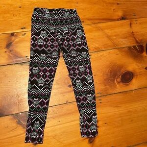Patterned Black Leggings with Faces